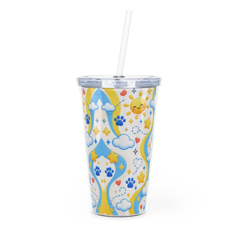 Paw Print Cloud Tumbler with Straw
